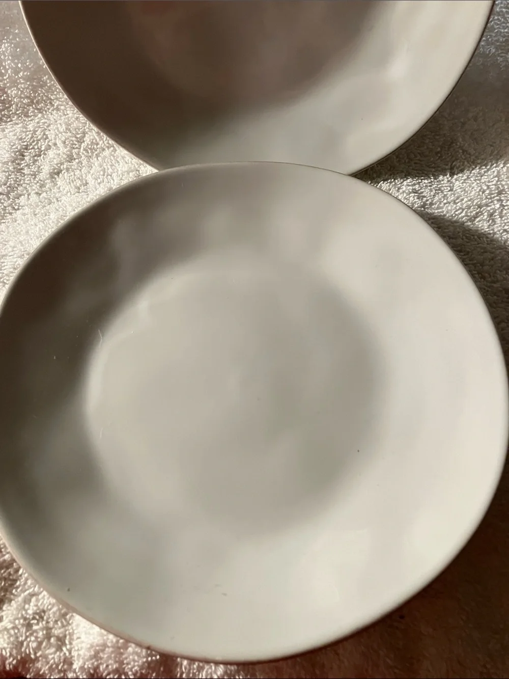 3 Minimalist Cream “Marin” Salad Plates Crate & Barrel 8 1/4”